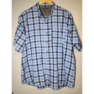 Canyon Creek Men's Button Down Short Sleeve Shirt Size XXL Blue Plaid